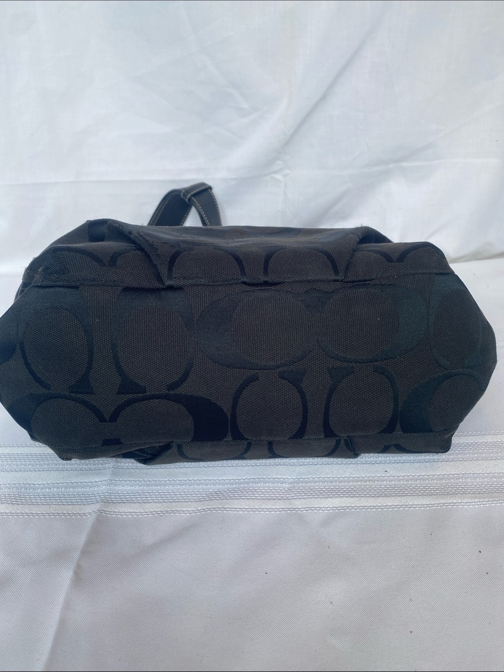 Coach F15067 Black Signature Jacquard Hobo Duffle Bag - Gem